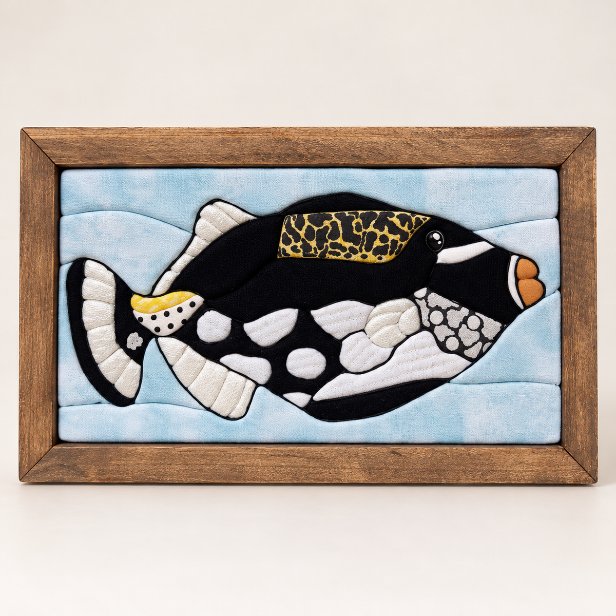 Clown Triggerfish Kinusaiga Kit – No-Sew Ocean Fabric Art — styled mockup based on real video
