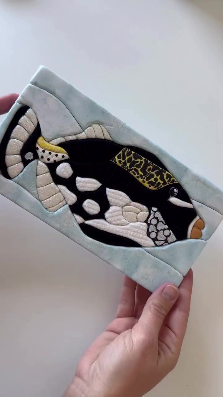 Clown Triggerfish Kinusaiga Kit – No-Sew Ocean Fabric Art — real fabric detail