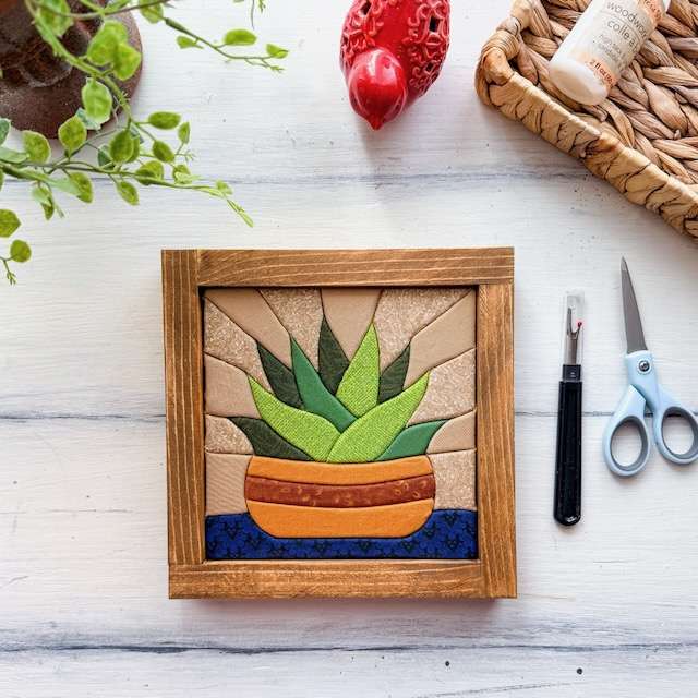 Succulent Kinusaiga kit, mini plant fabric art